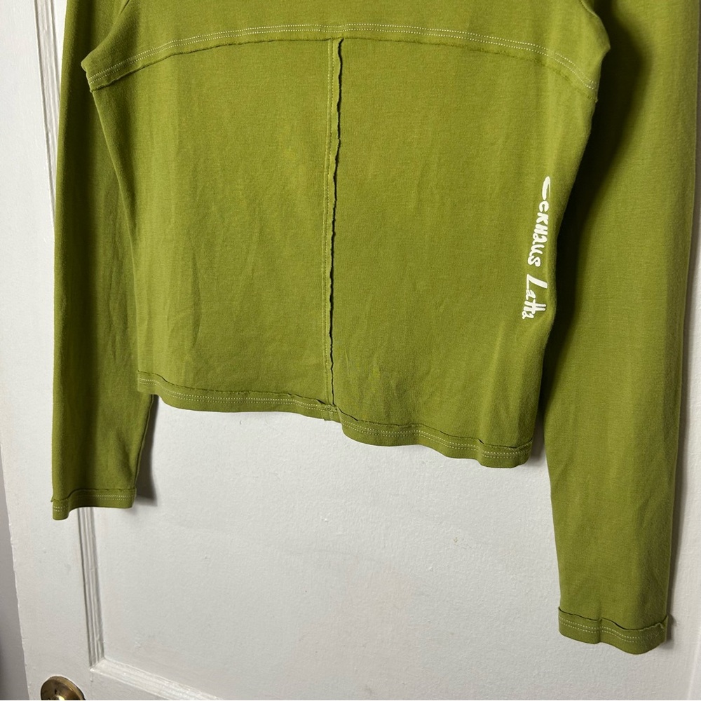 Eckhaus Latta green lapped baby turtleneck long sleeve top XL - Picture 4 of 8